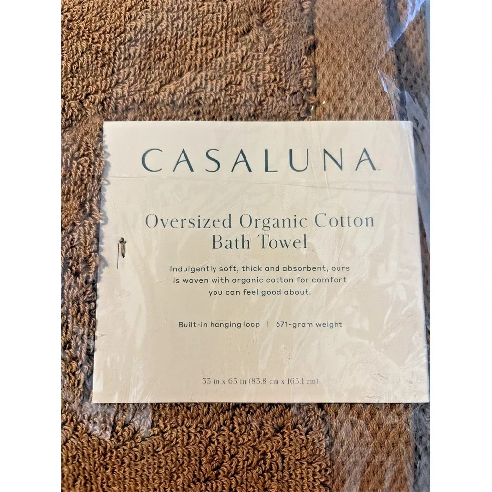 Casaluna Oversized Organic Cotton Bath Towel in WarmBrown - Factory Sealed